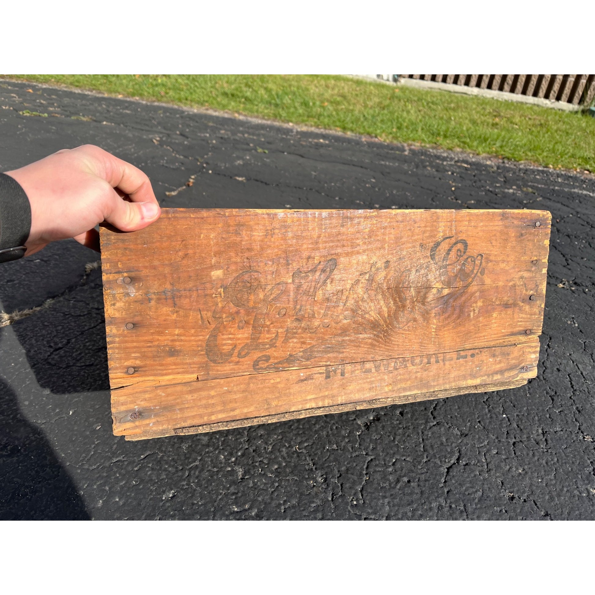 Vintage 1920s E.L. Husting's Soda Pop Wooden Crate Case Milwaukee Wis WI