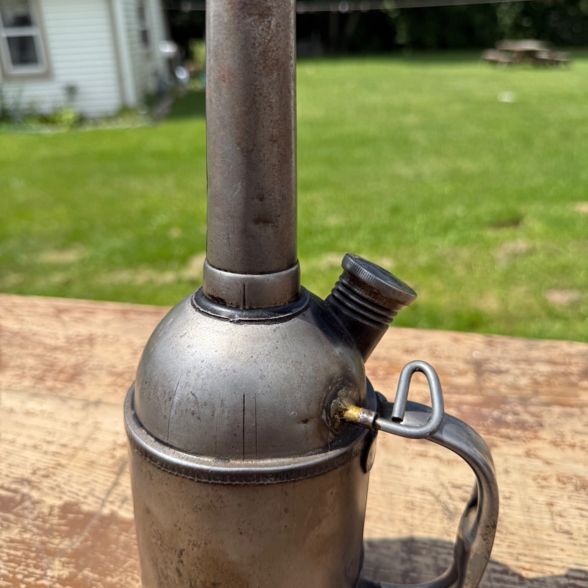 Antique Vintage Railroad Engineer Train Oiler Can Longneck Spout 25" Tall