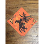 Vintage 1930s Halloween Dennison Crepe Paper Napkin Witch Black Cat