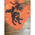 Vintage 1930s Halloween Dennison Crepe Paper Napkin Witch Black Cat
