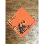 Vintage 1930s Halloween Dennison Crepe Paper Napkin Witch Black Cat