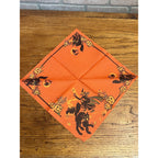 Vintage 1930s Halloween Dennison Crepe Paper Napkin Witch Black Cat