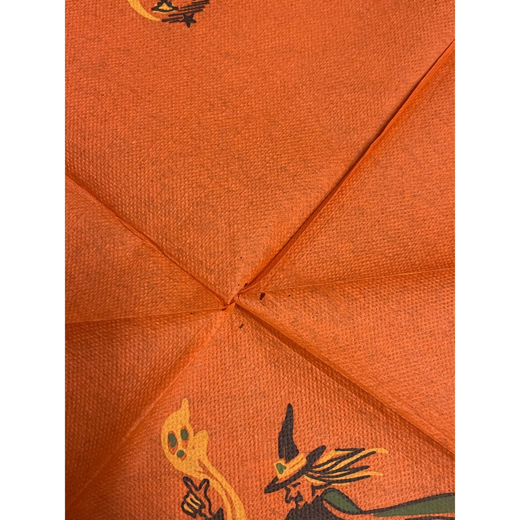 Vintage 1930s Halloween Dennison Crepe Paper Napkin Witch Black Cat