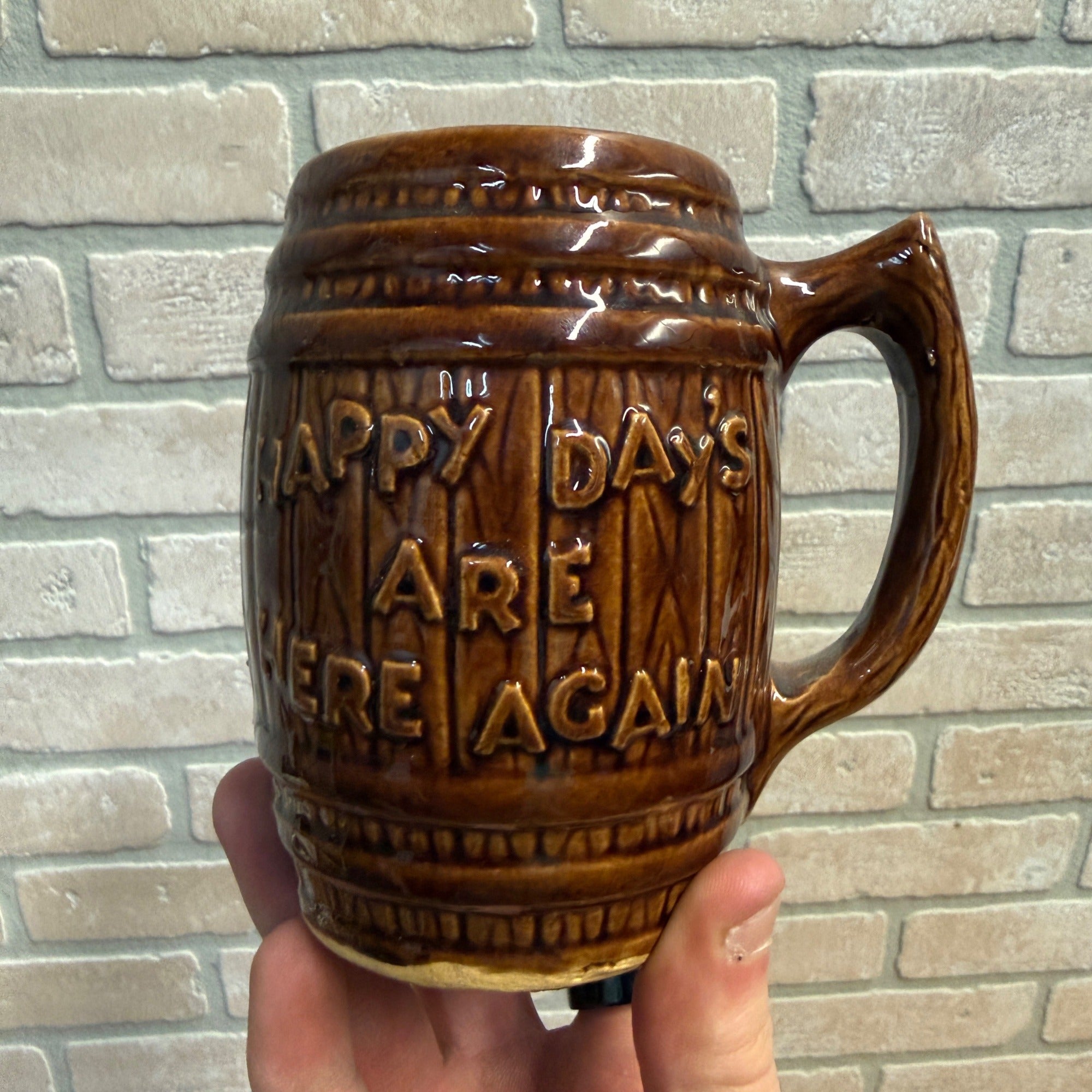 Happy Days Here Again Prohibition FDR Roosevelt Mug Hull Beer Tavern