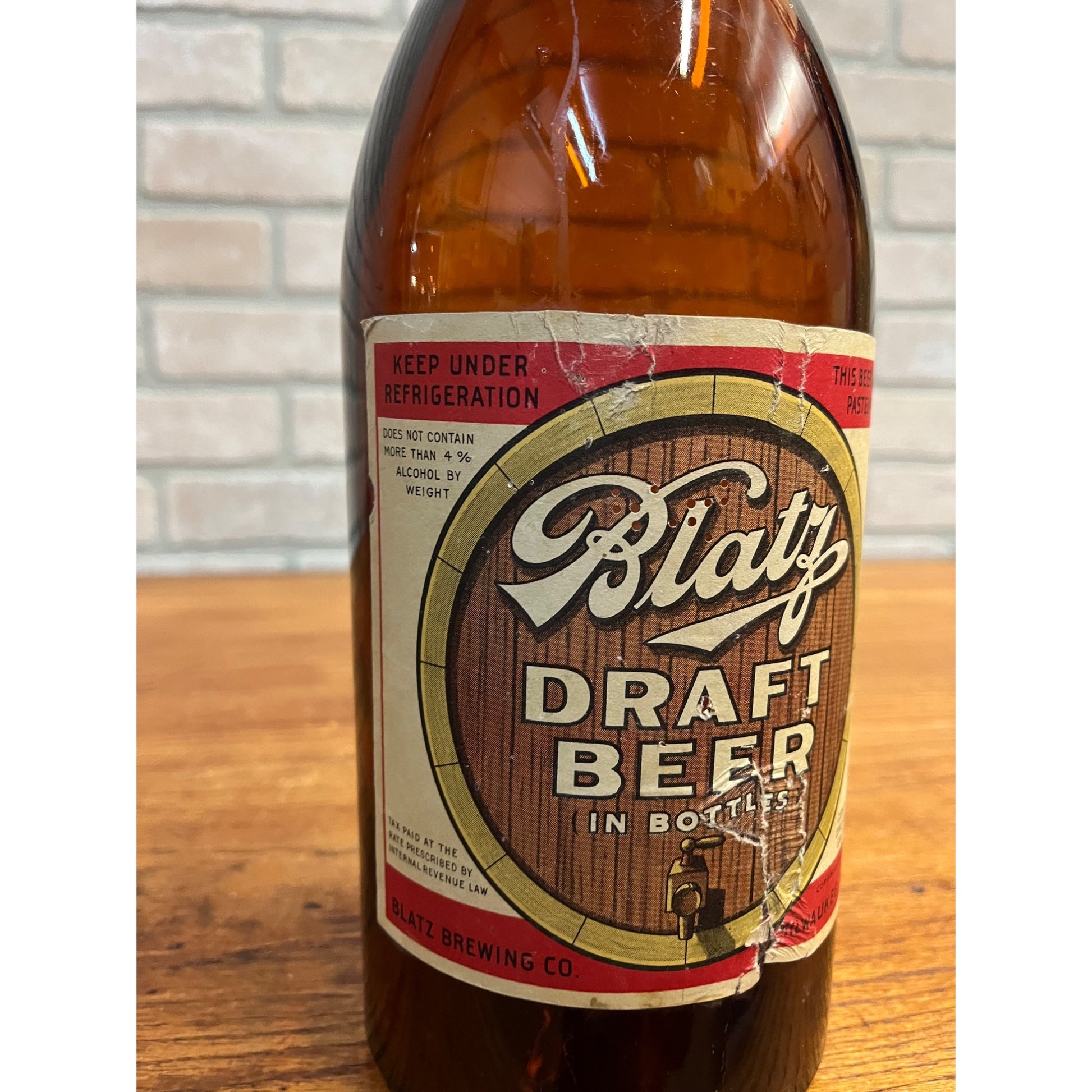 Vintage 1930s Blatz Picnic Draft Beer Half Gallon Glass Bottle ~Milwaukee, Wis.