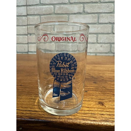 Vintage 1960s Pabst Blue Ribbon Milwaukee Beer Short Sampler Bar Glass 3-1/2"