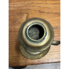 Vintage Brass Whale Oil Lamp w/ Lid Finger Loop Handheld 5" Tall Pedestal Mount