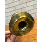 Vintage Brass Whale Oil Lamp w/ Lid Finger Loop Handheld 5" Tall Pedestal Mount