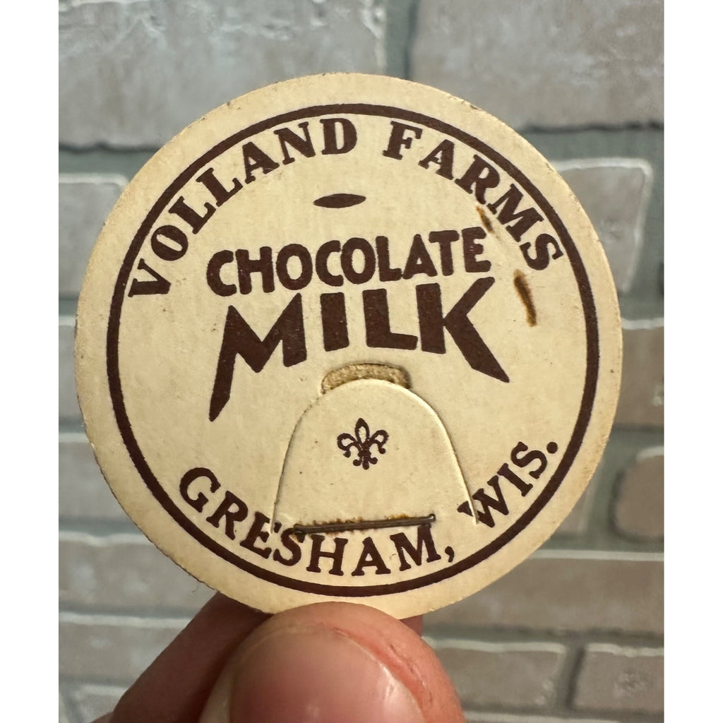Milk Bottle Cap - Volland Farms Dairy - Gresham, (Wisconsin) Wis WI - Chocolate