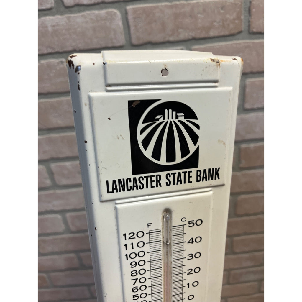 Vintage Lancaster Wisconsin State Bank Advertising Wall Metal Sign 14"