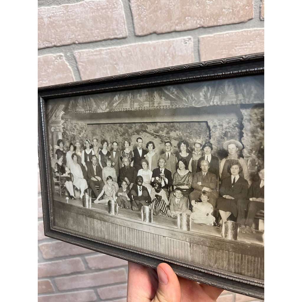 Vintage 1930s Actors on Stage Minstrels Photo in Wooden Silver Art Deco Frame