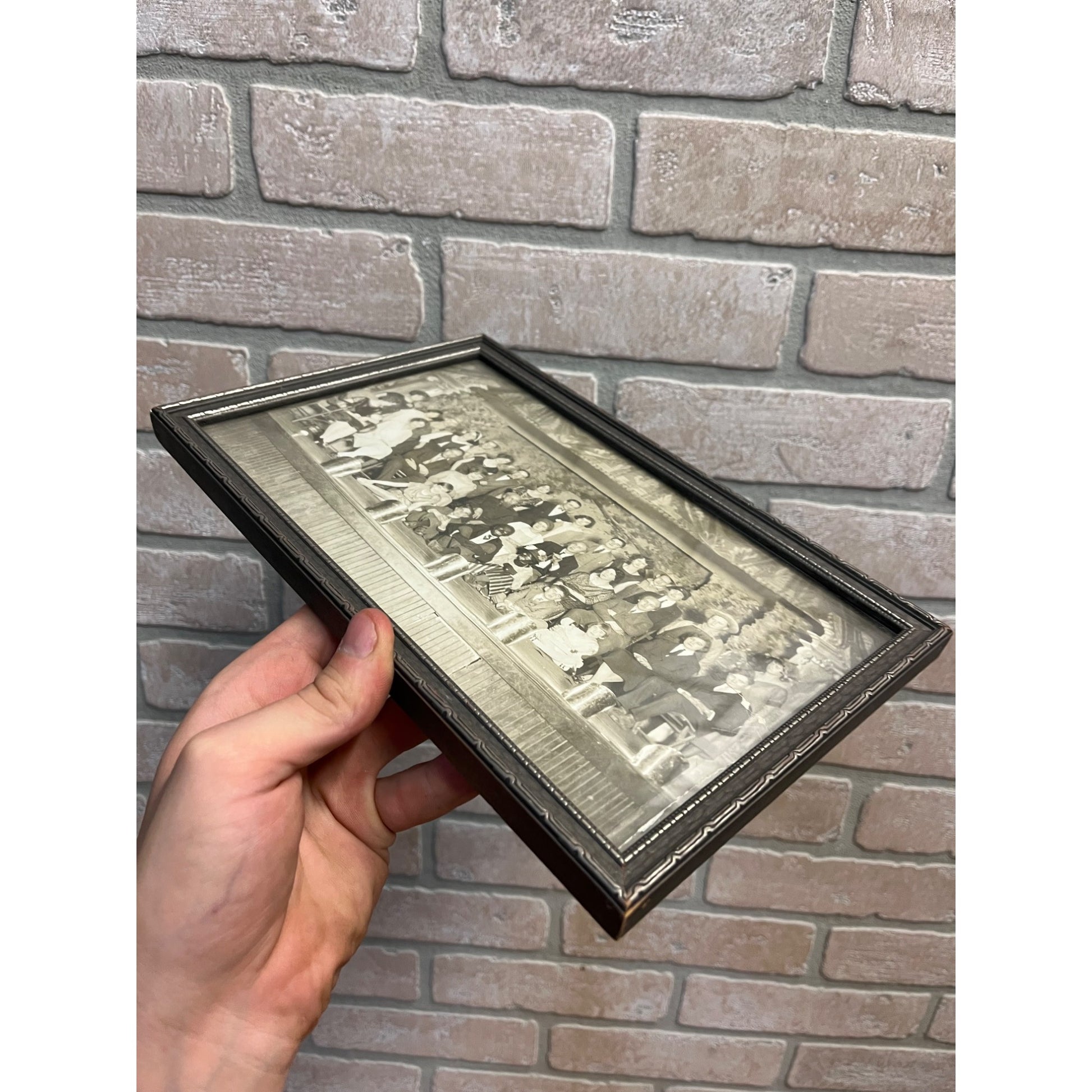 Vintage 1930s Actors on Stage Minstrels Photo in Wooden Silver Art Deco Frame