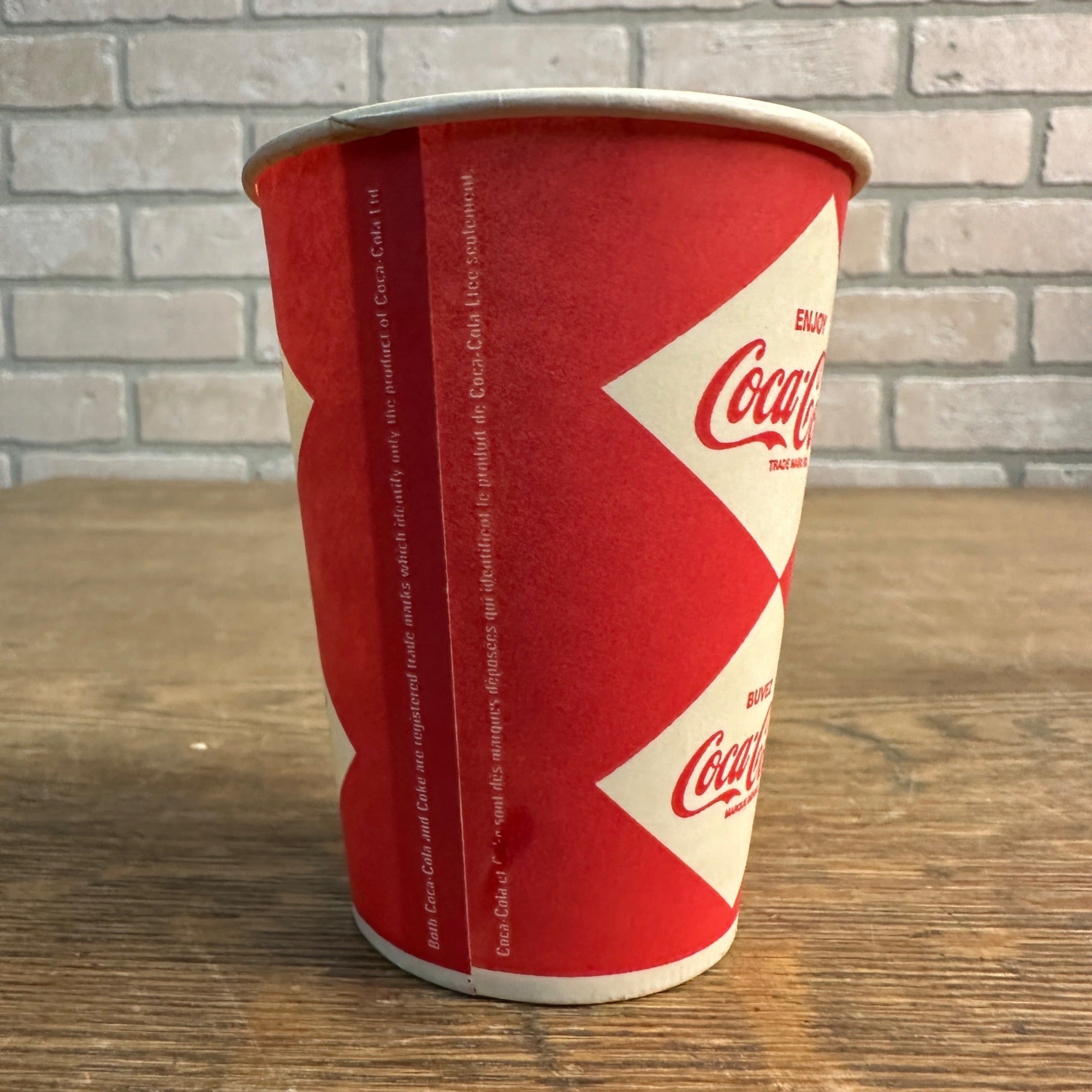 10oz Coca Cola Canadian Coke Diamond Design Paper Wax Cup Soda Promo Advertising