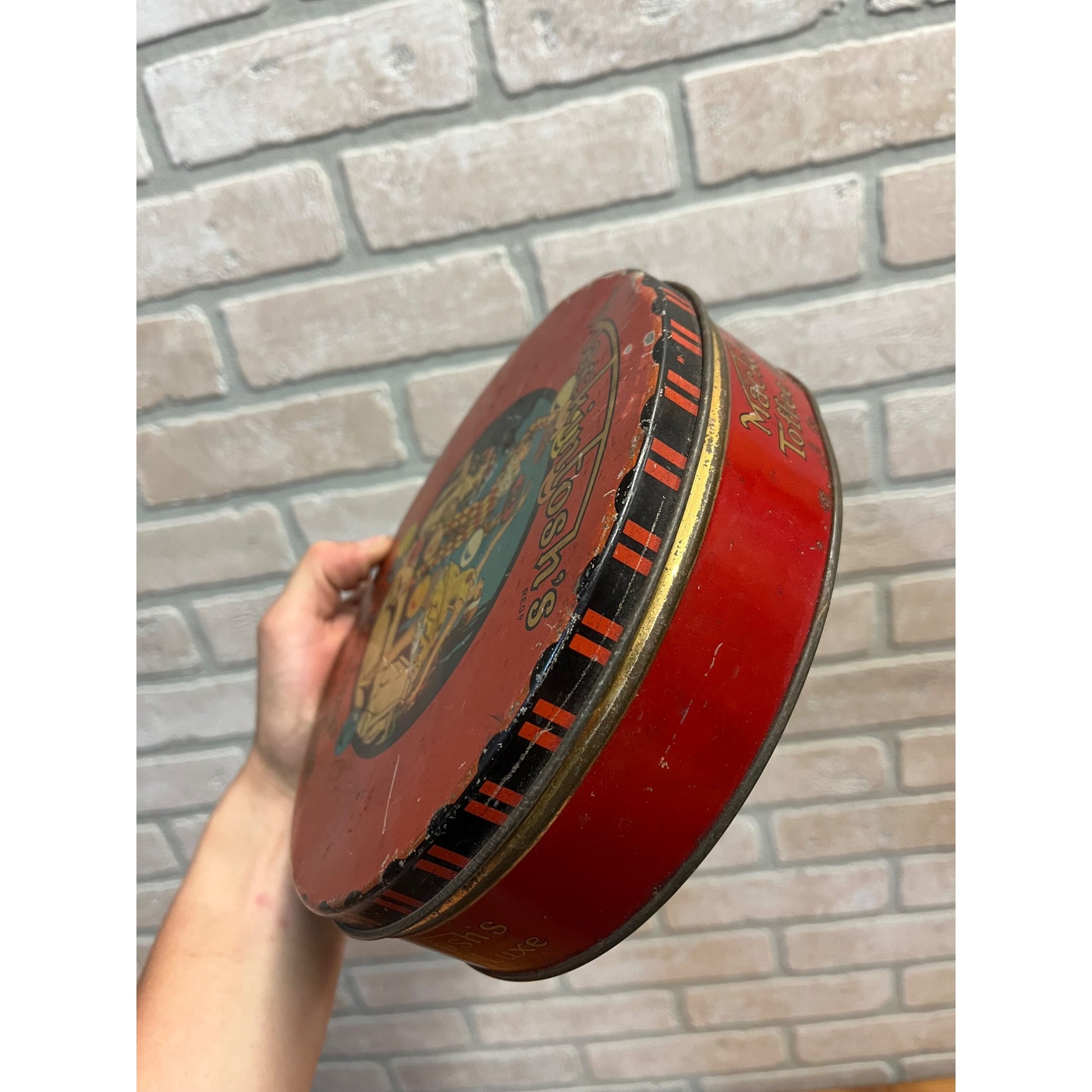 Vintage 1930s Mackintosh's Carnival Toffee Art Deco Nouveau Container Tin Advertising Litho