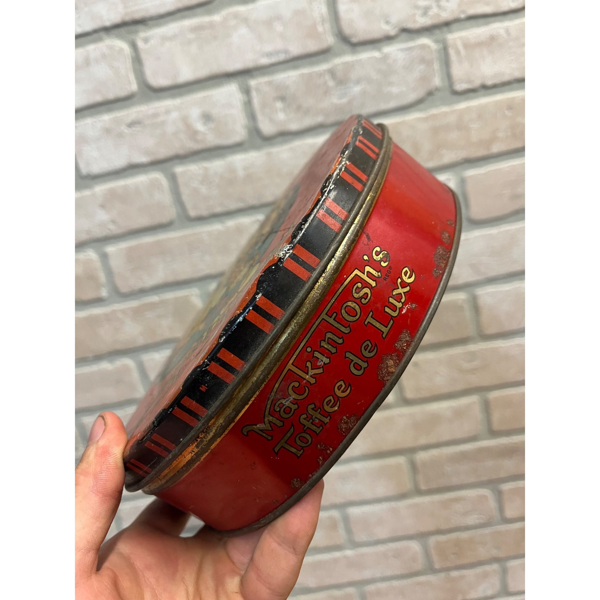Vintage 1930s Mackintosh's Carnival Toffee Art Deco Nouveau Container Tin Advertising Litho