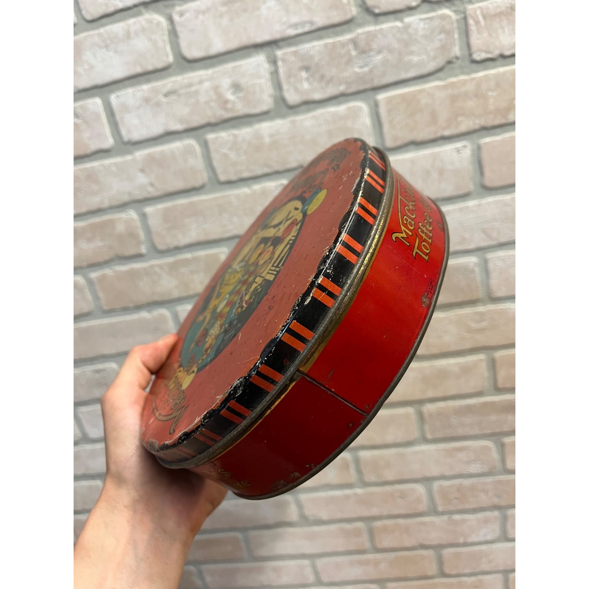 Vintage 1930s Mackintosh's Carnival Toffee Art Deco Nouveau Container Tin Advertising Litho