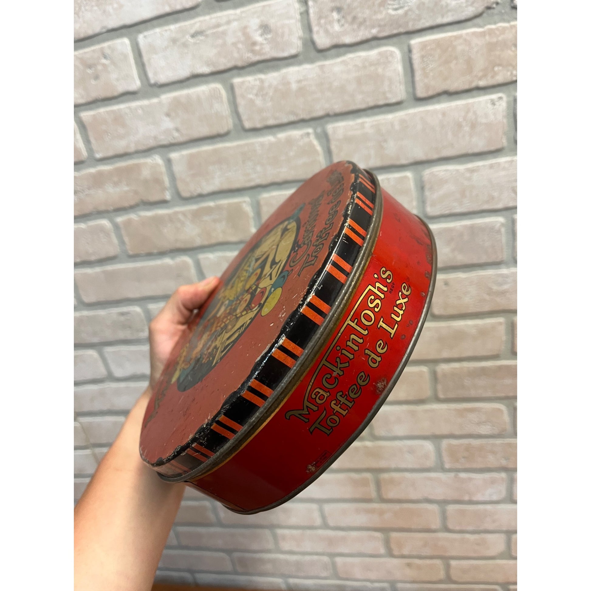 Vintage 1930s Mackintosh's Carnival Toffee Art Deco Nouveau Container Tin Advertising Litho