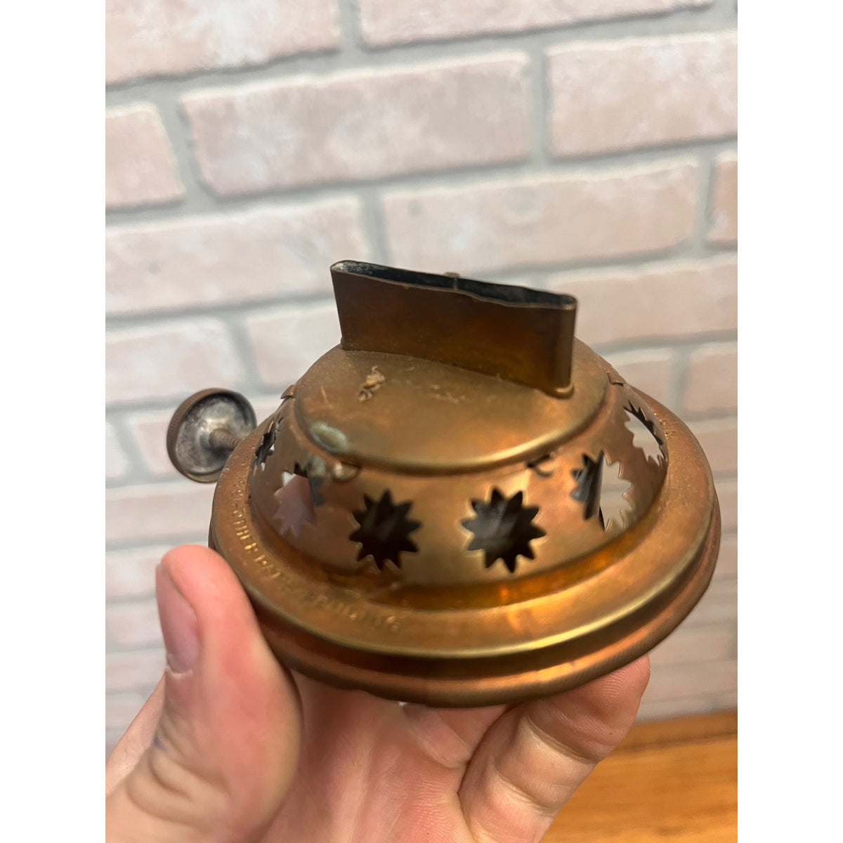Scarce Antique Brass Bridgeport Burner Kerosene Oil Lamp Lantern Light Part 1891