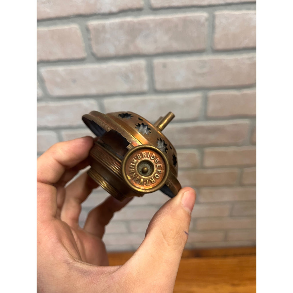 Scarce Antique Brass Bridgeport Burner Kerosene Oil Lamp Lantern Light Part 1891