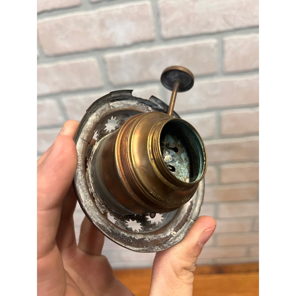 Scarce Antique Brass Bridgeport Burner Kerosene Oil Lamp Lantern Light Part 1891