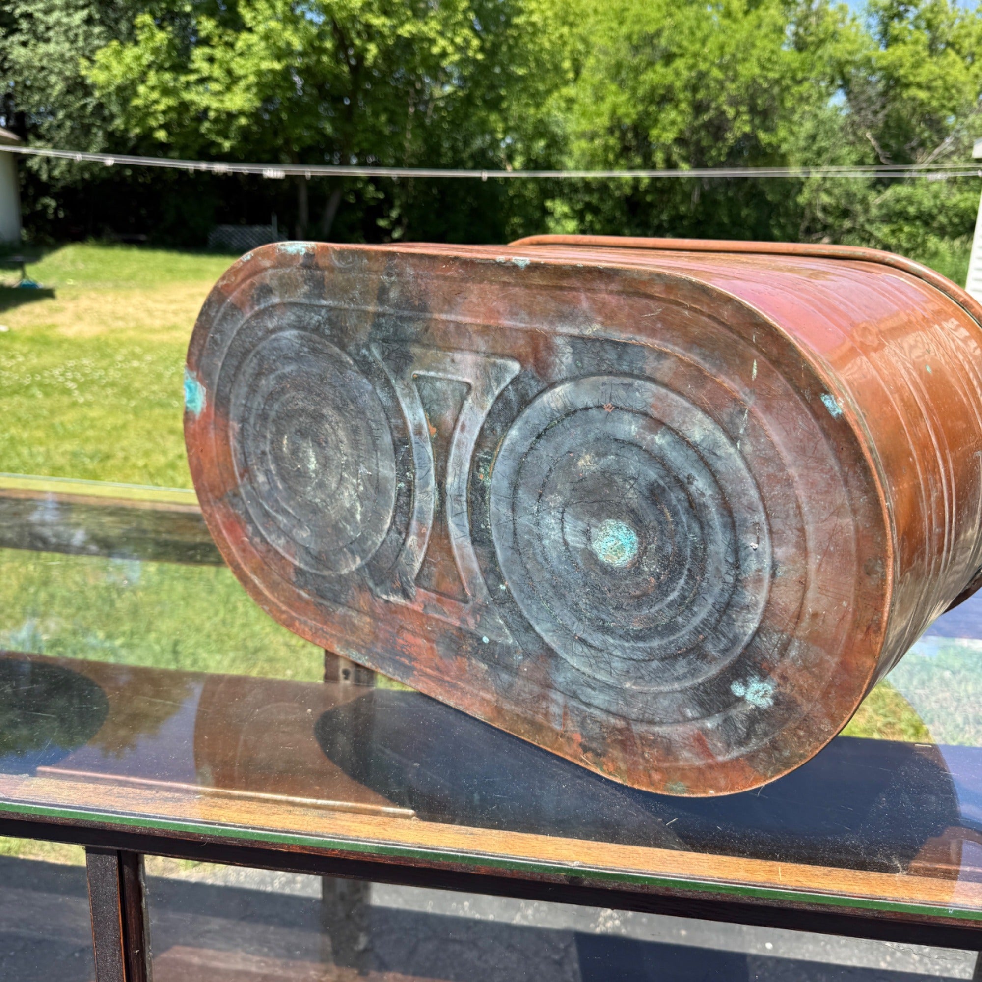 Antique Copper Kettle Boiler Wash Tub w/ Copper Lid Beautiful
