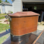 Antique Copper Kettle Boiler Wash Tub w/ Copper Lid Beautiful