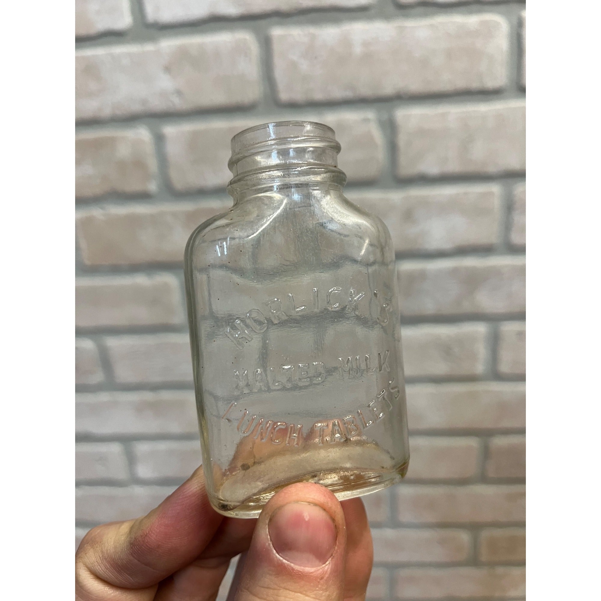 Vintage HORLICK'S Malted Milk Lunch Tablets Bottle Miniature Embossed Jar