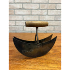 ANTIQUE KITCHEN PRIMITIVE FORGED DOUBLE-BLADE HALF-MOON FOOD CHOPPER/DOUGH CUT
