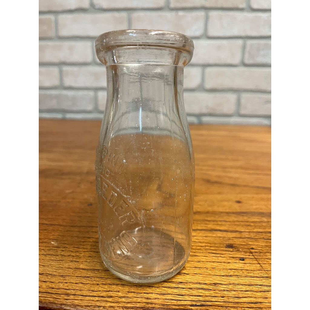 Vintage Schroeder Dairy West Bend Wis Half Pint Bottle WI Wisconsin