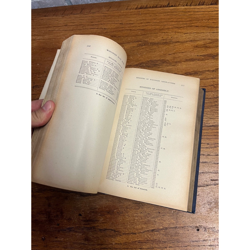 1899 Wisconsin Blue Book Hardcover Book Antique Vintage Diagram Senate and Assembly Chambers