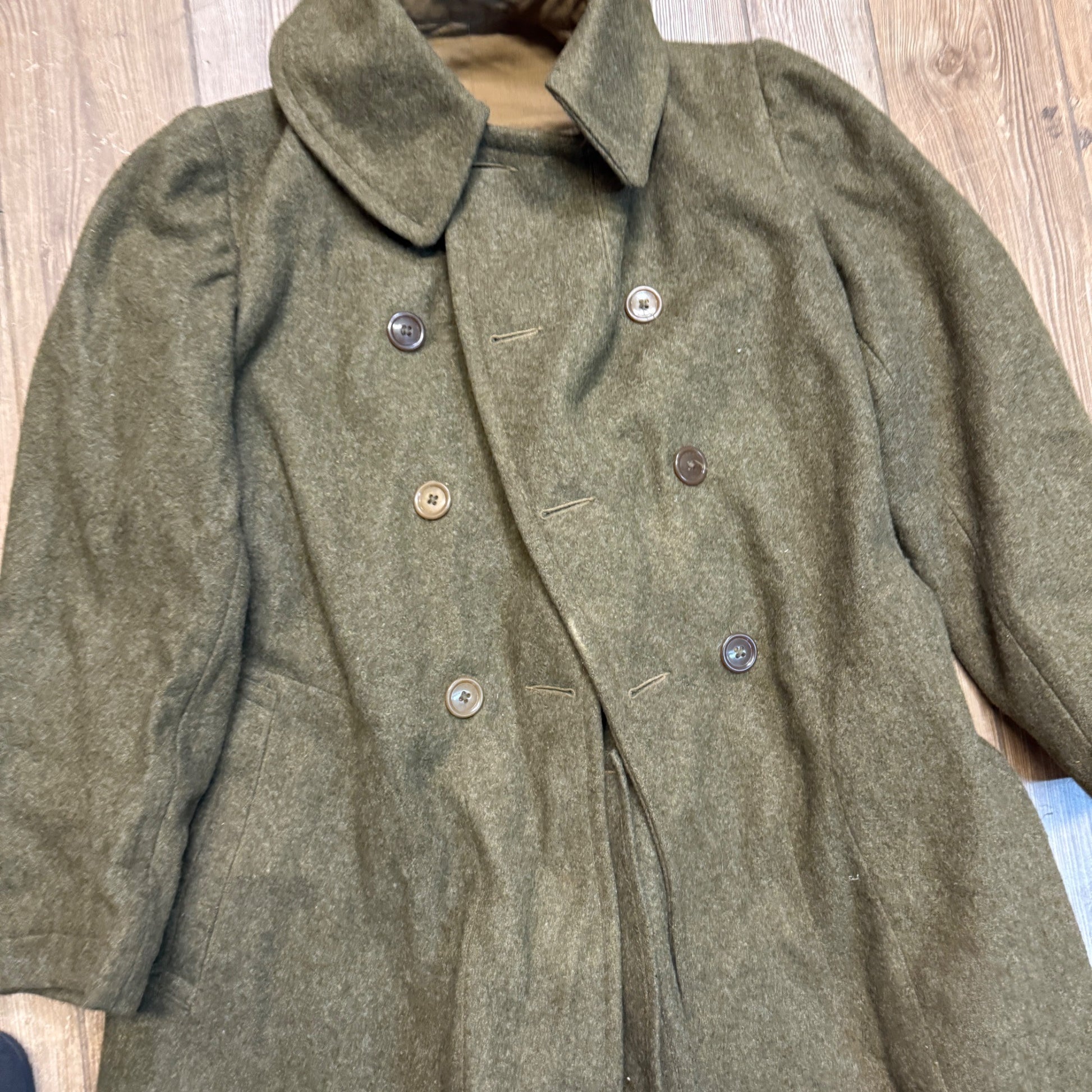 Vintage WW2 WWII Overcoat Uniform Trench Coat Jacket US  Military
