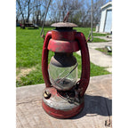 Vintage Elgin Red Kerosene Barn/Railroad Lantern w/Clear Globe