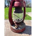 Vintage Elgin Red Kerosene Barn/Railroad Lantern w/Clear Globe