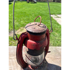 Vintage Elgin Red Kerosene Barn/Railroad Lantern w/Clear Globe