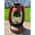 Vintage Elgin Red Kerosene Barn/Railroad Lantern w/Clear Globe