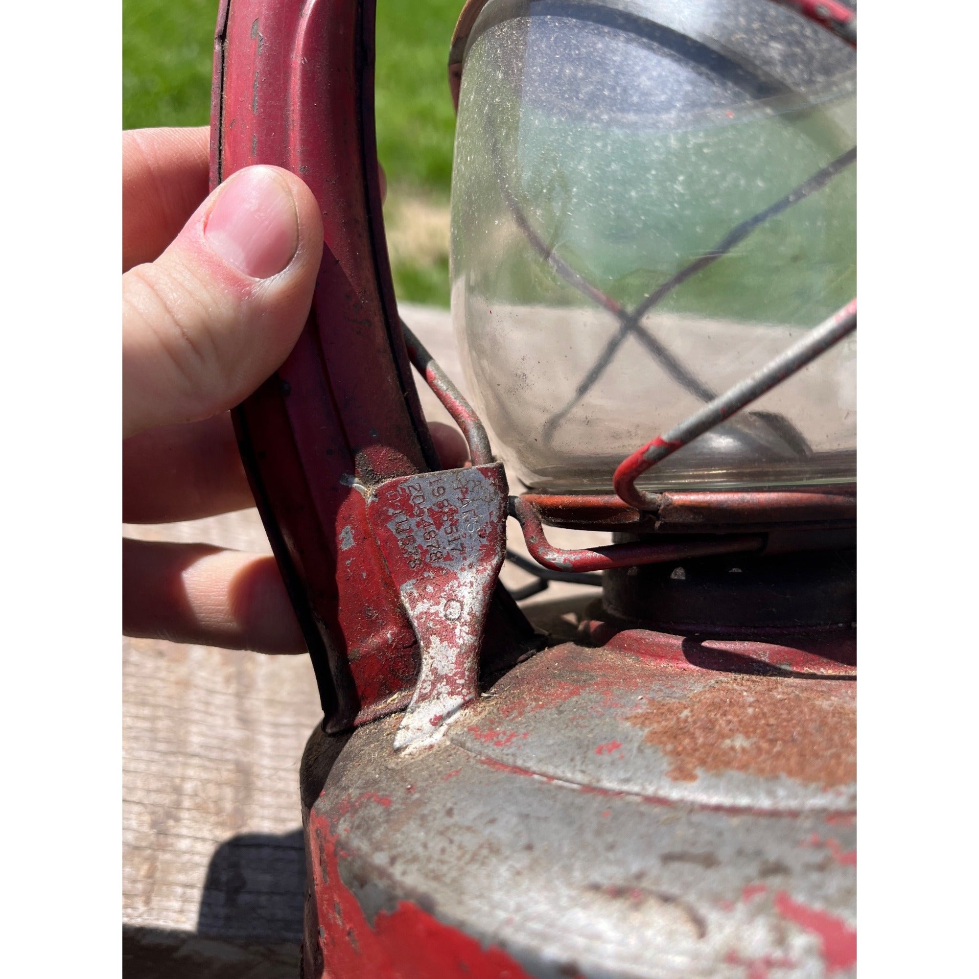 Vintage Elgin Red Kerosene Barn/Railroad Lantern w/Clear Globe