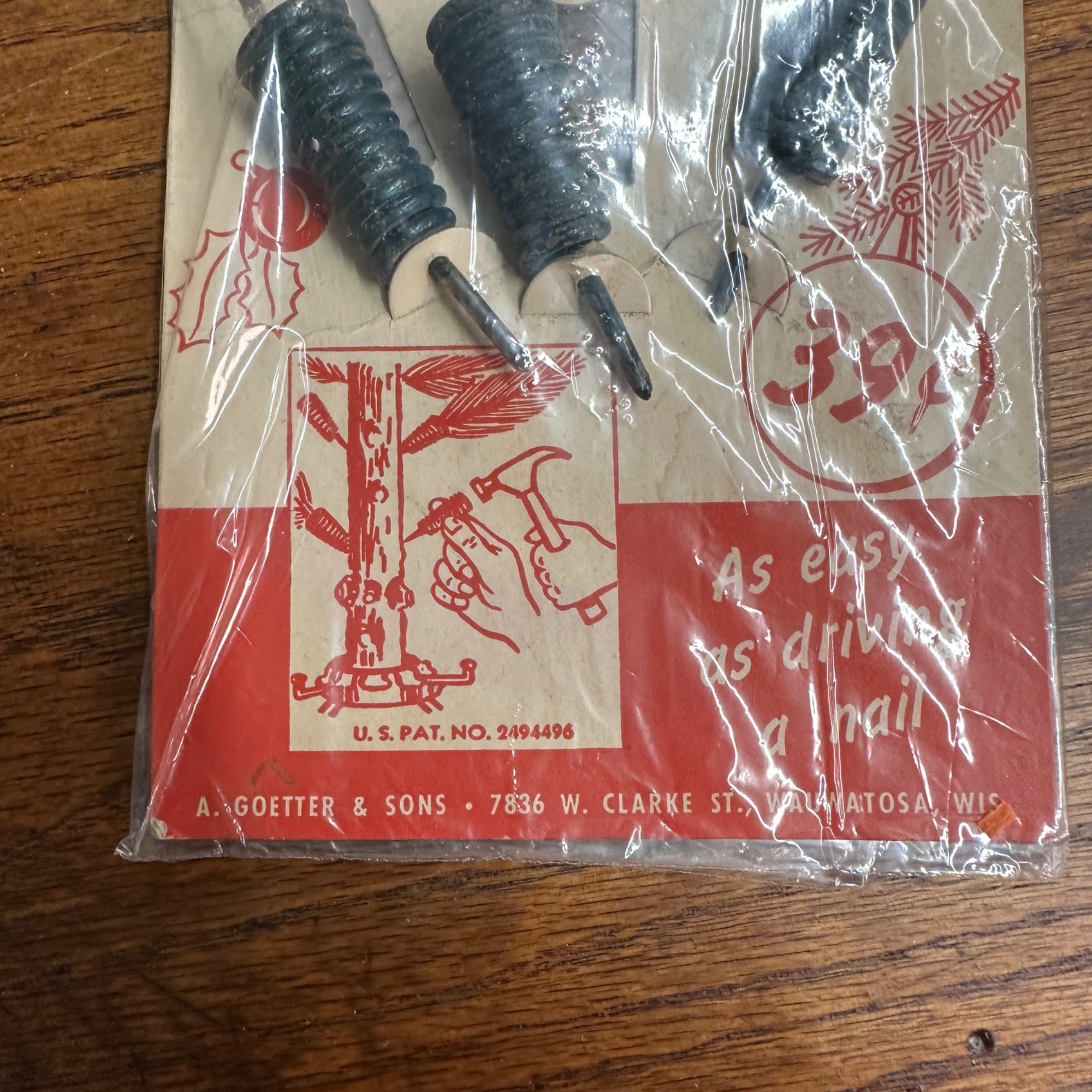 Vintage Christmas Tree Branch Metal Holders on Card Great Retro Holiday Decor