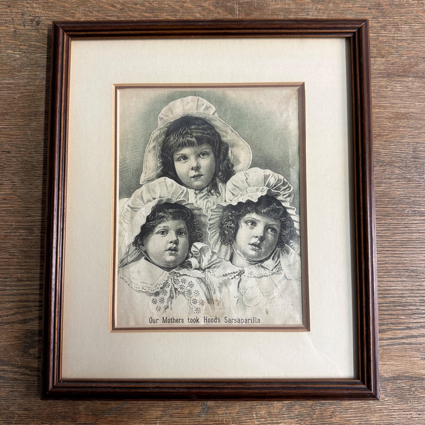 Antique 1800s Victorian Hood's Sarsaparilla Advertising Framed Sign "Our Mother's Took..."