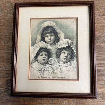 Antique 1800s Victorian Hood's Sarsaparilla Advertising Framed Sign "Our Mother's Took..."