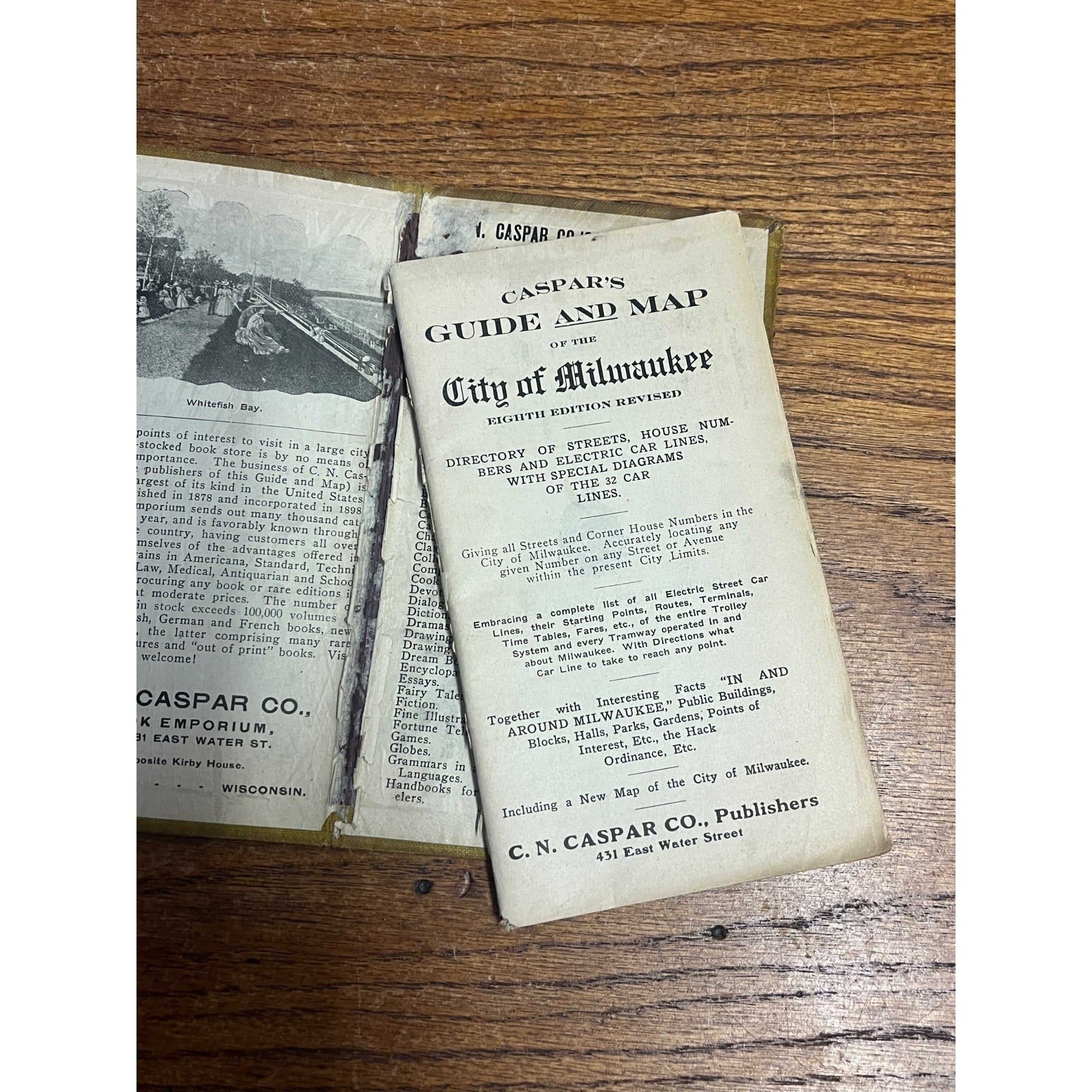 1908 Caspar's Guide & Map Milwaukee-Directory of Streets, Houses Number & Elec.