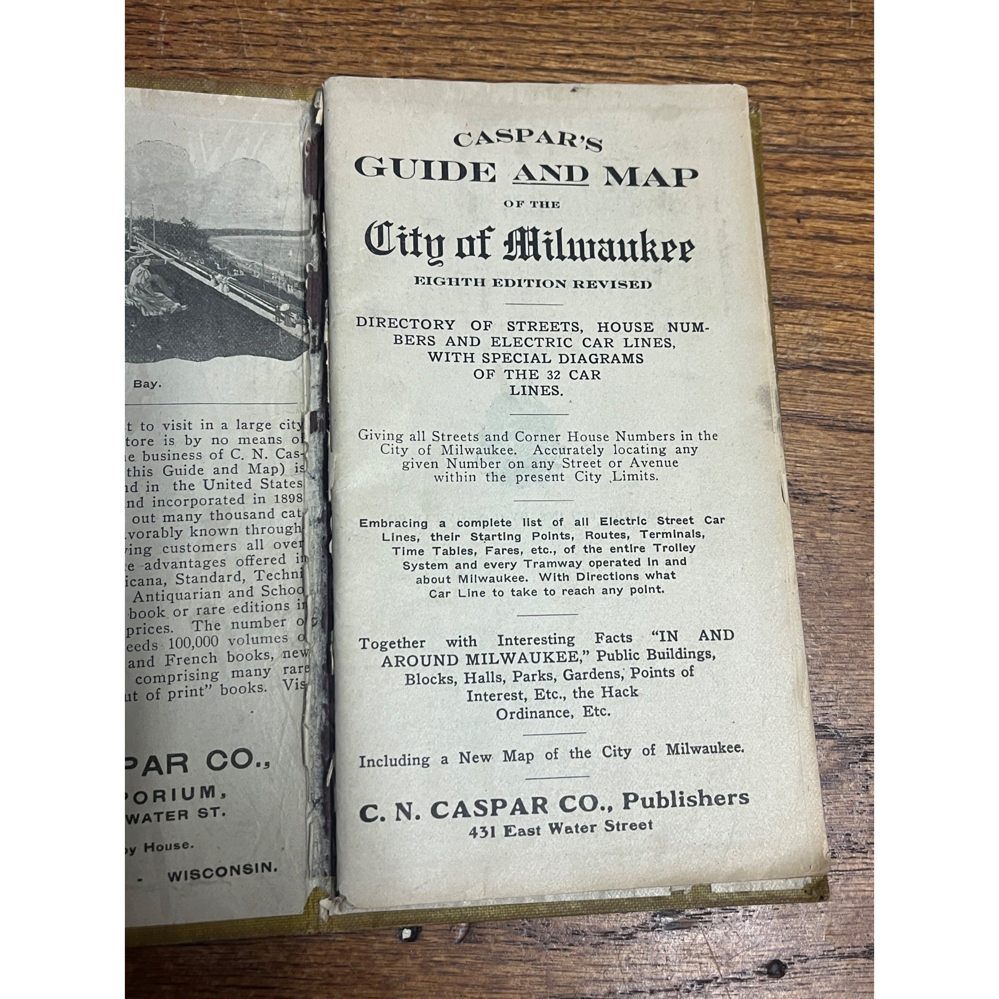 1908 Caspar's Guide & Map Milwaukee-Directory of Streets, Houses Number & Elec.
