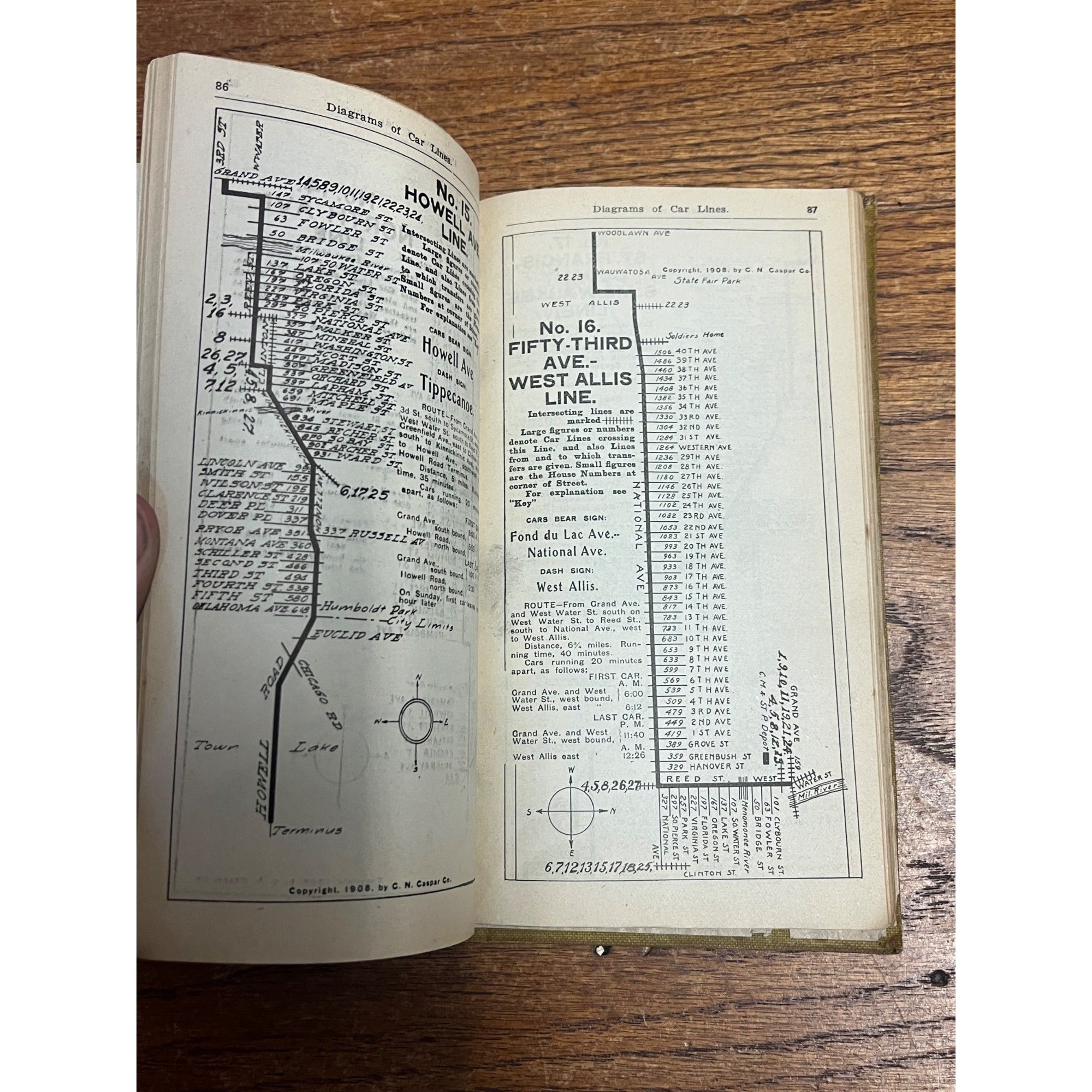 1908 Caspar's Guide & Map Milwaukee-Directory of Streets, Houses Number & Elec.
