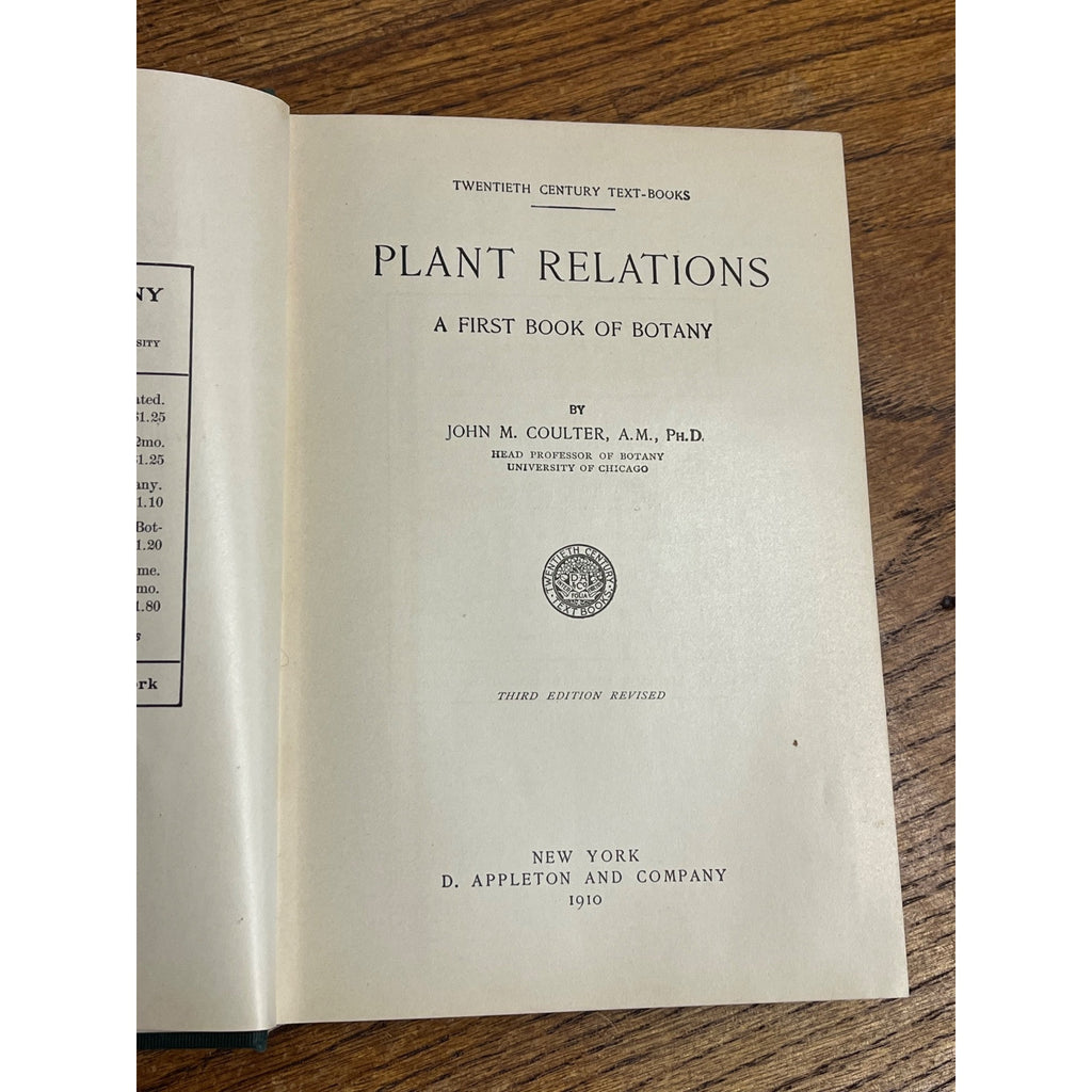Vintage 1910 Plant Relations Fisrt Book of Botany School Hardcover John Coulter