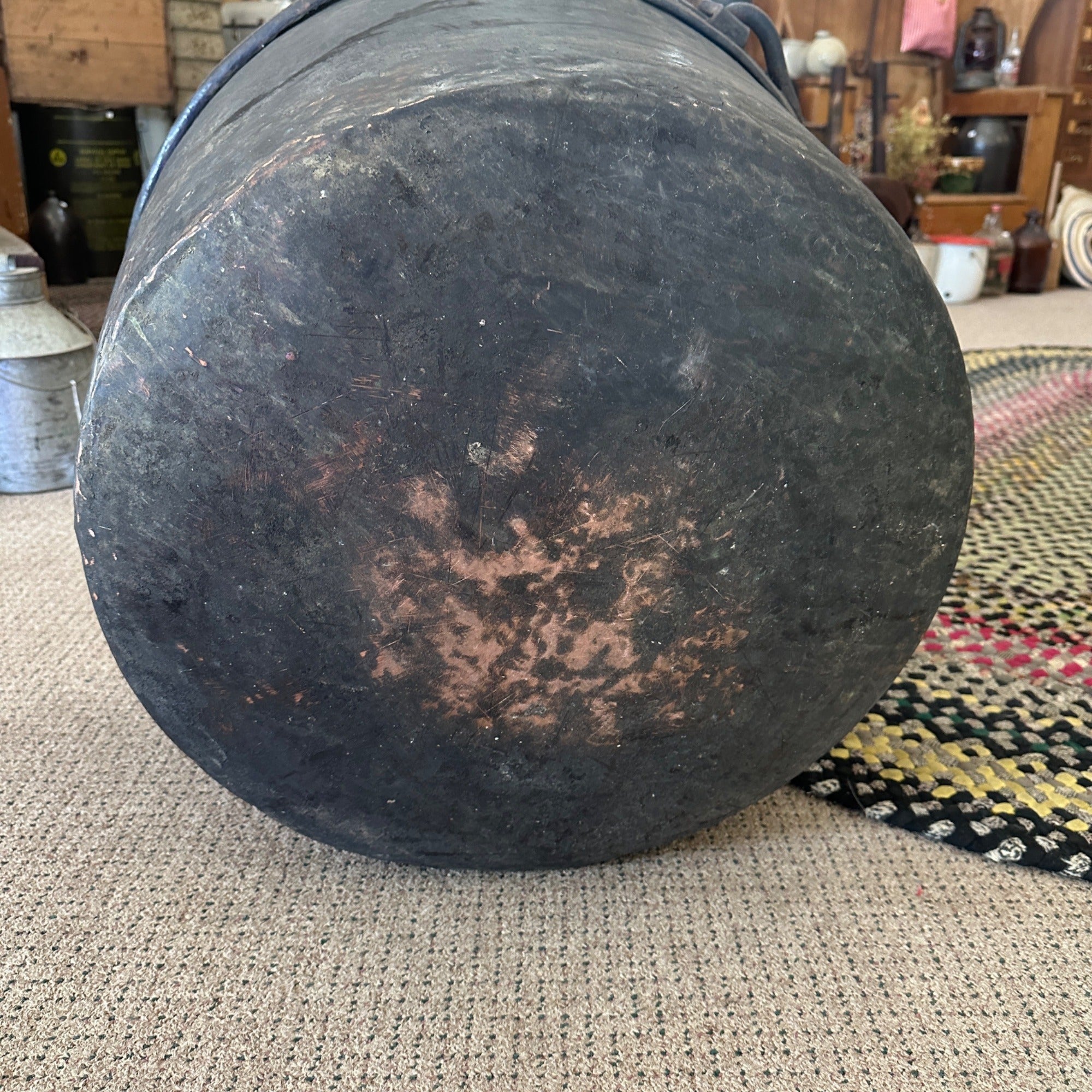 Antique Primitive 1800s Large Solid Copper Apple Butter Cauldron Kettle Pot