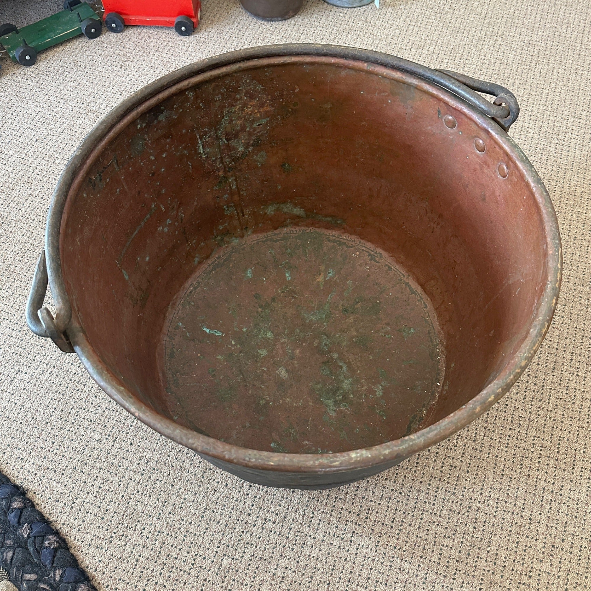 Antique Primitive 1800s Large Solid Copper Apple Butter Cauldron Kettle Pot