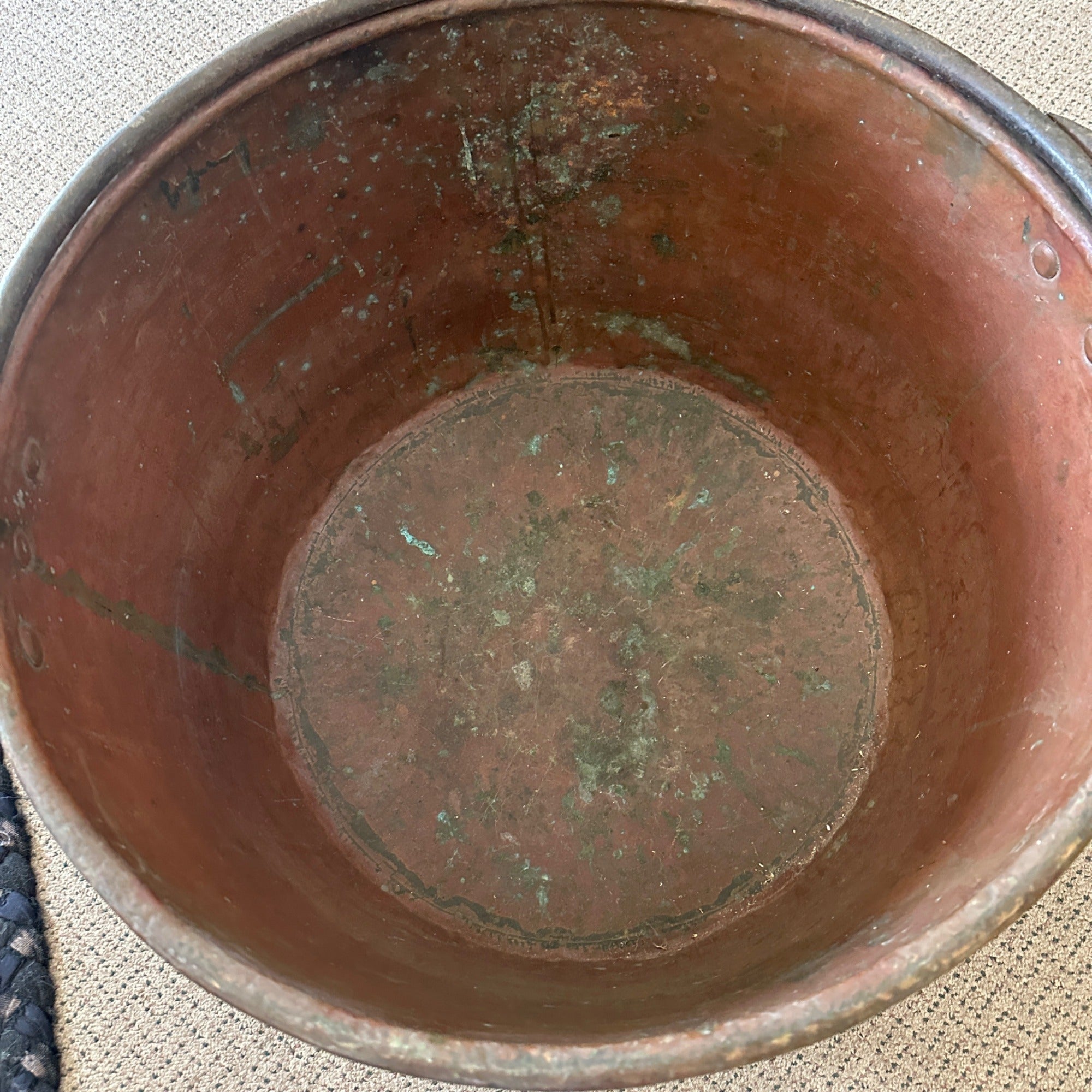 Antique Primitive 1800s Large Solid Copper Apple Butter Cauldron Kettle Pot