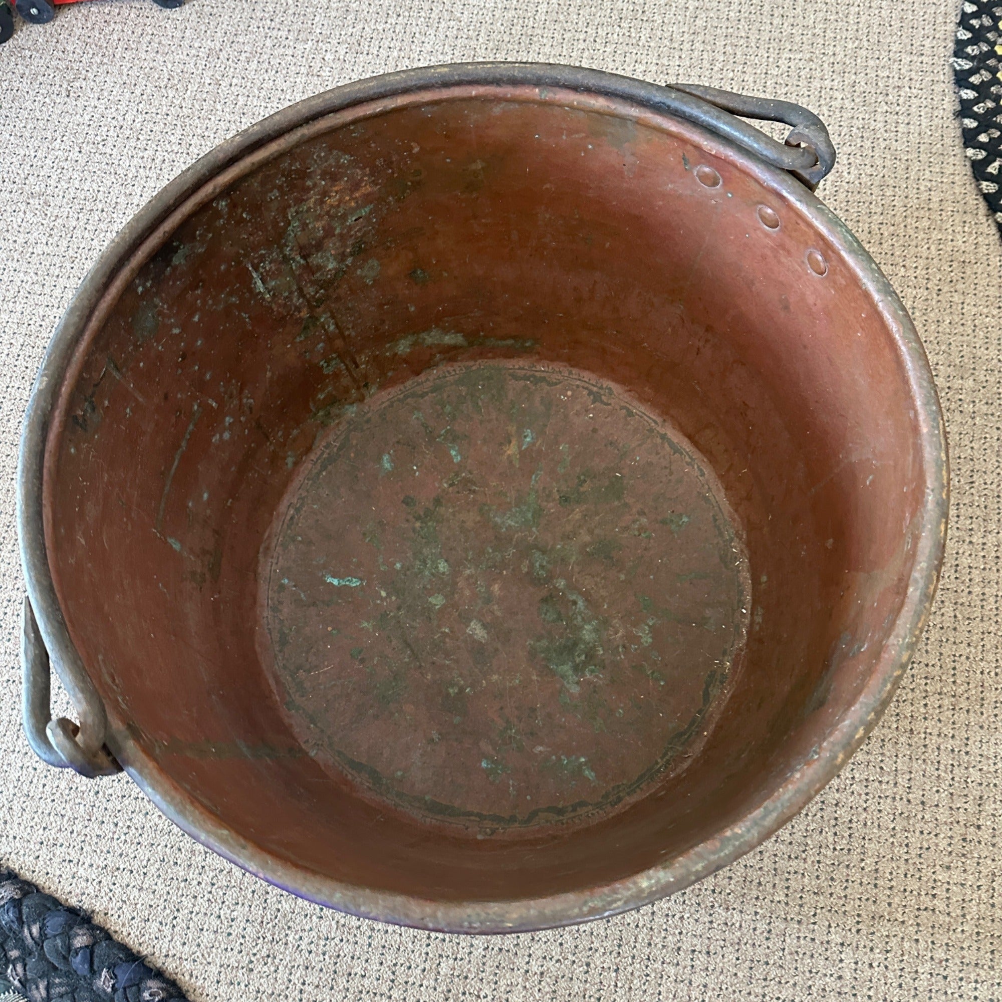 Antique Primitive 1800s Large Solid Copper Apple Butter Cauldron Kettle Pot