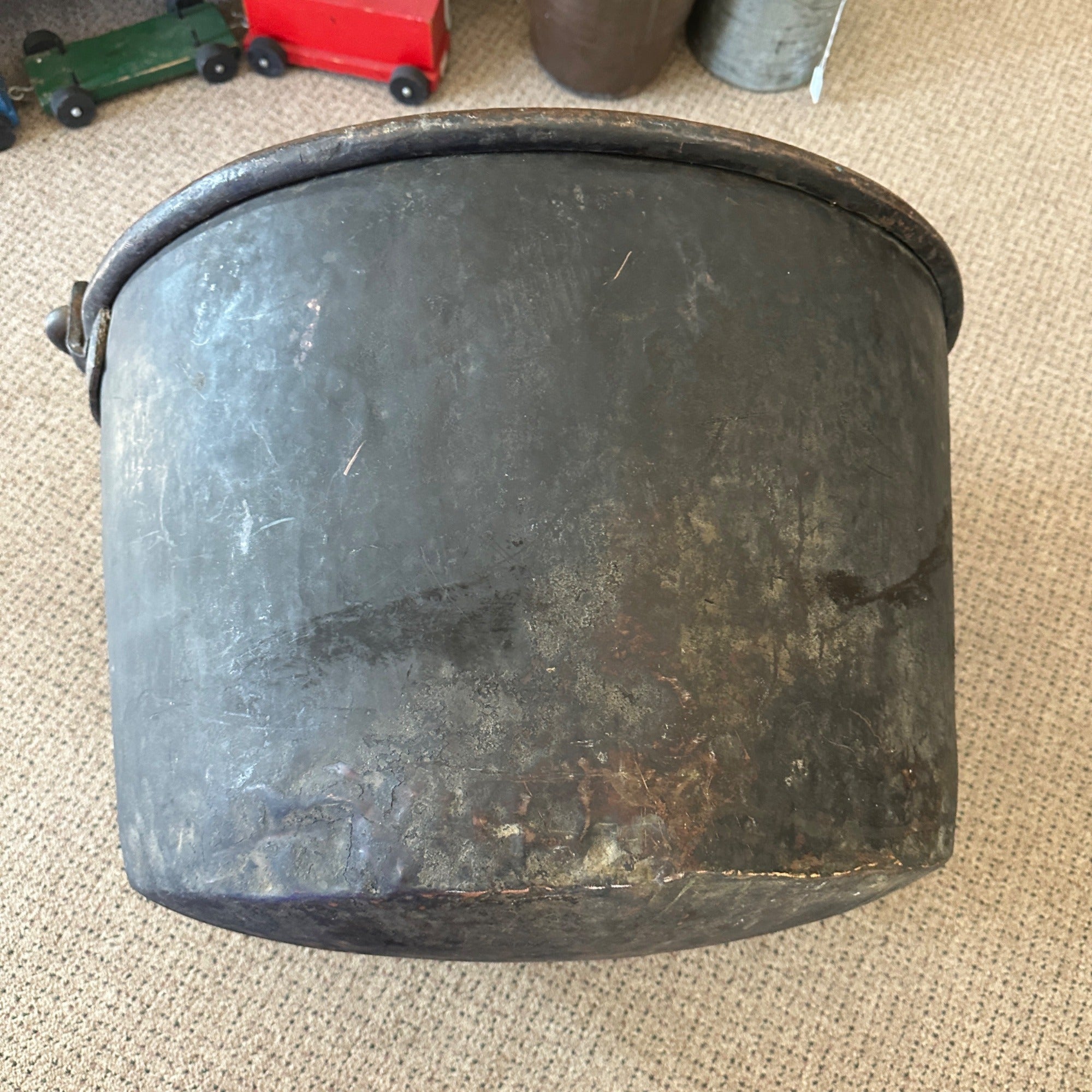 Antique Primitive 1800s Large Solid Copper Apple Butter Cauldron Kettle Pot