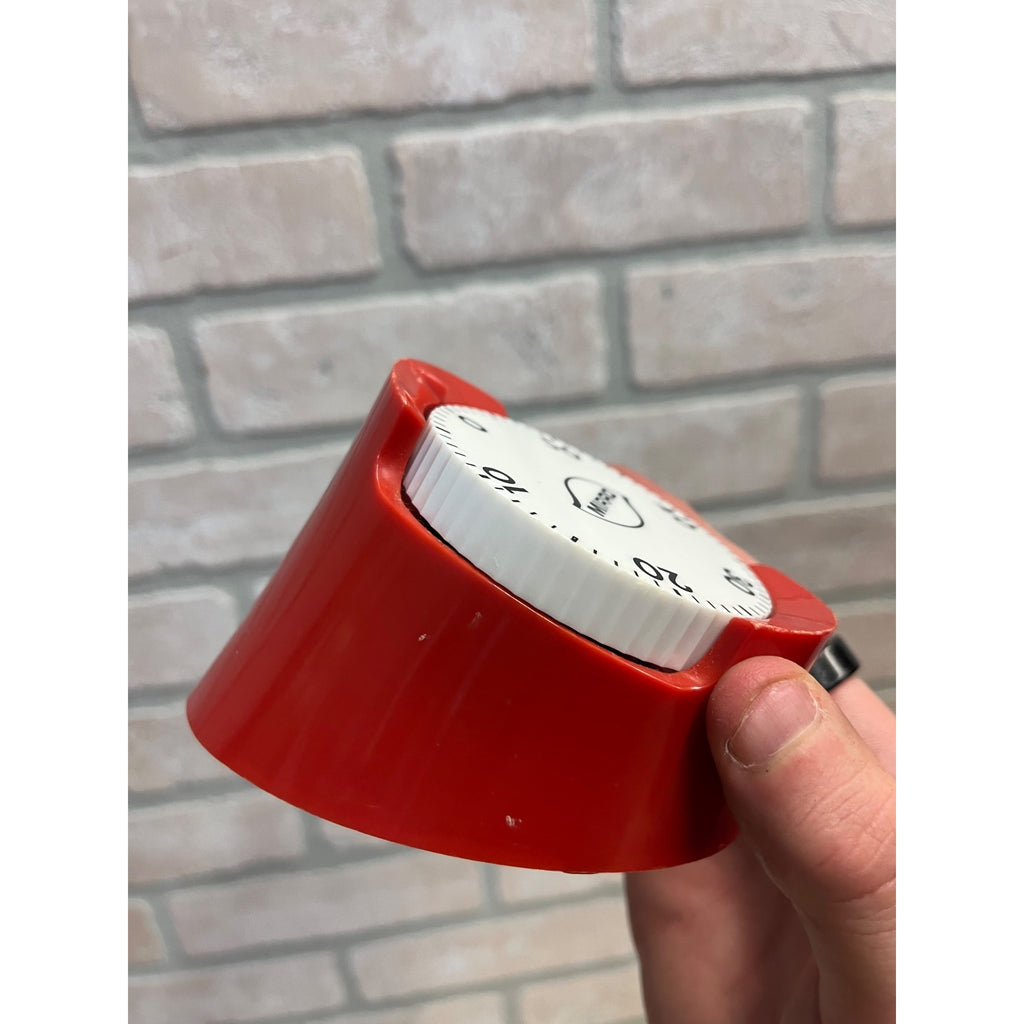 Vintage Mirro Plastic 60-Minute Kitchen Timer Wind Up - Retro Red - Works