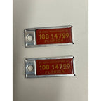 Vintage Pair 1965 Florida License Plate Tag Keychain DAV Mini Disabled Vets 400th